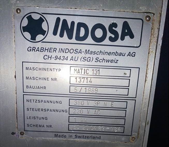 Indosa Matic type 131 automatic seamer tooled for 83 necked in cans
